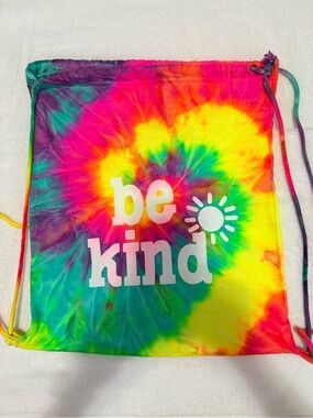 Unused Tie-Dye "Be Kind" Drawstring Backpack - Multicolor